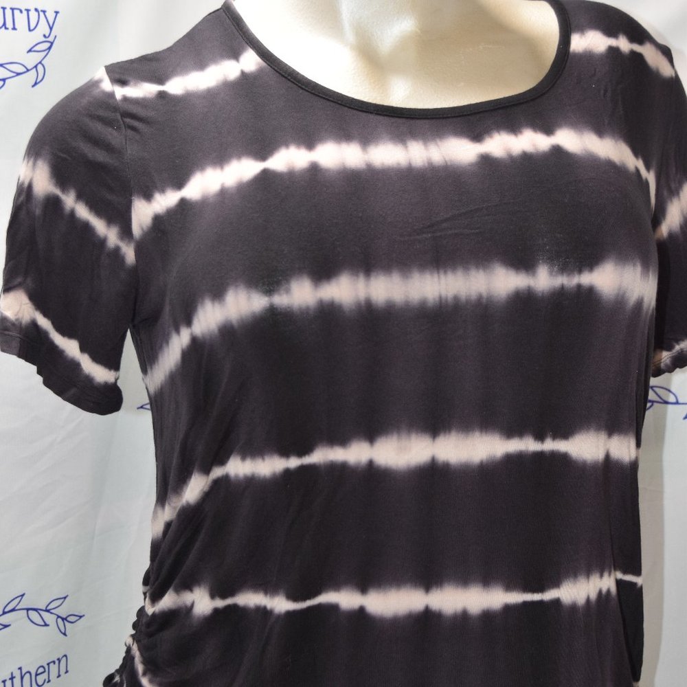 Cato Pullover Blouse SS, Black/White Tie Dye Sz 14/16W